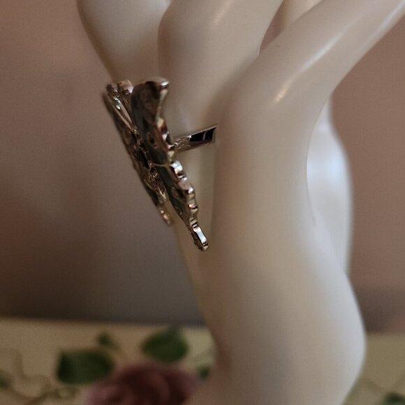 JTV Mosaic Mother of Pearl Topaz Zircon 925 Silver Ring - Picture 6 of 8